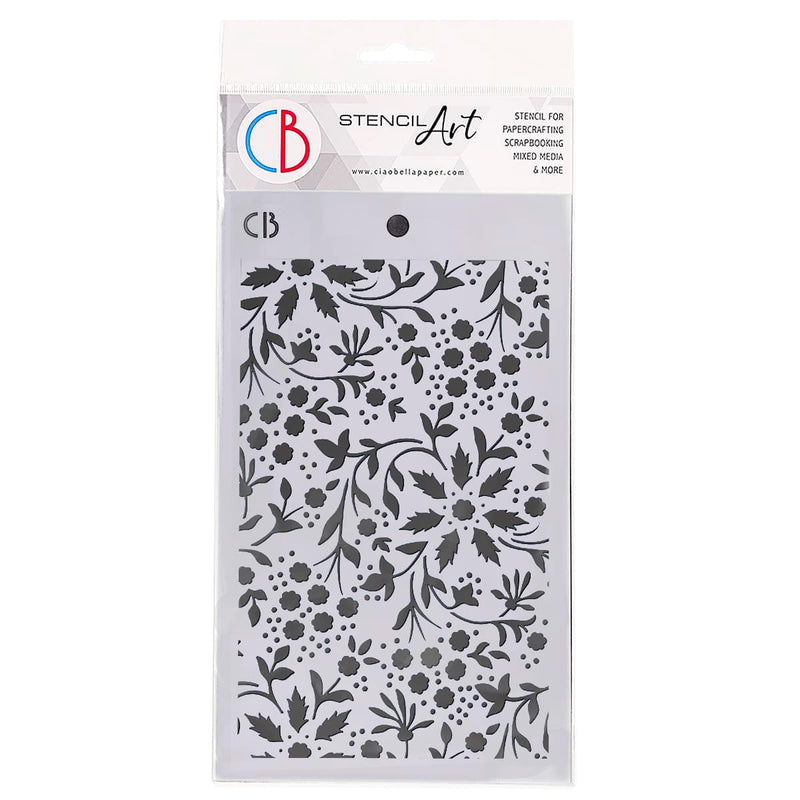 Ciao Bella Texture Stencil 5"x8" Winter Flowers-1