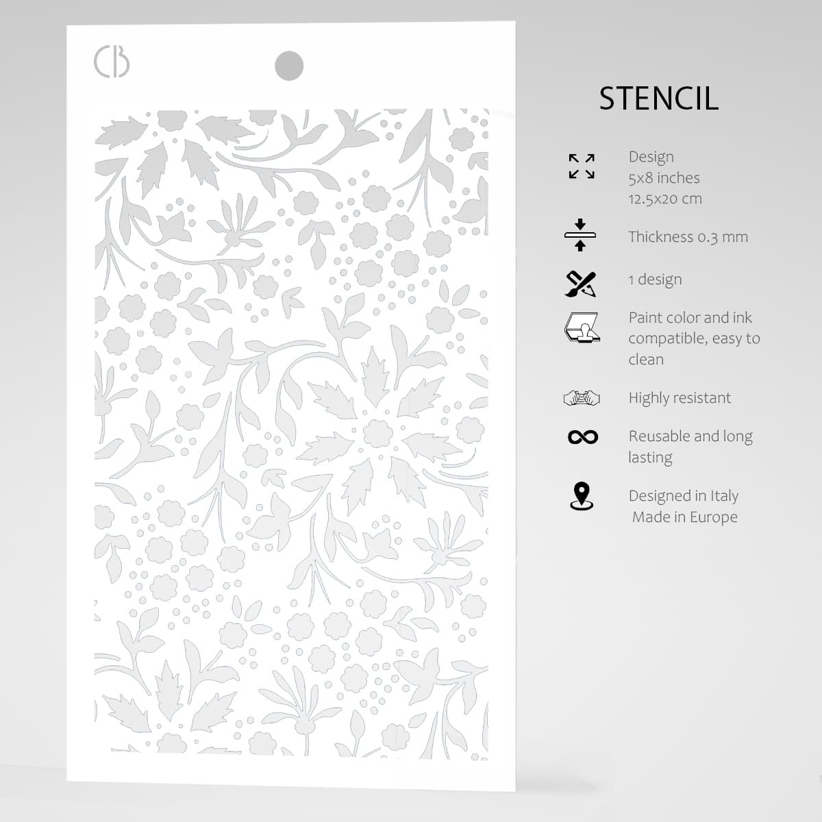 Ciao Bella Texture Stencil 5"x8" Winter Flowers-5