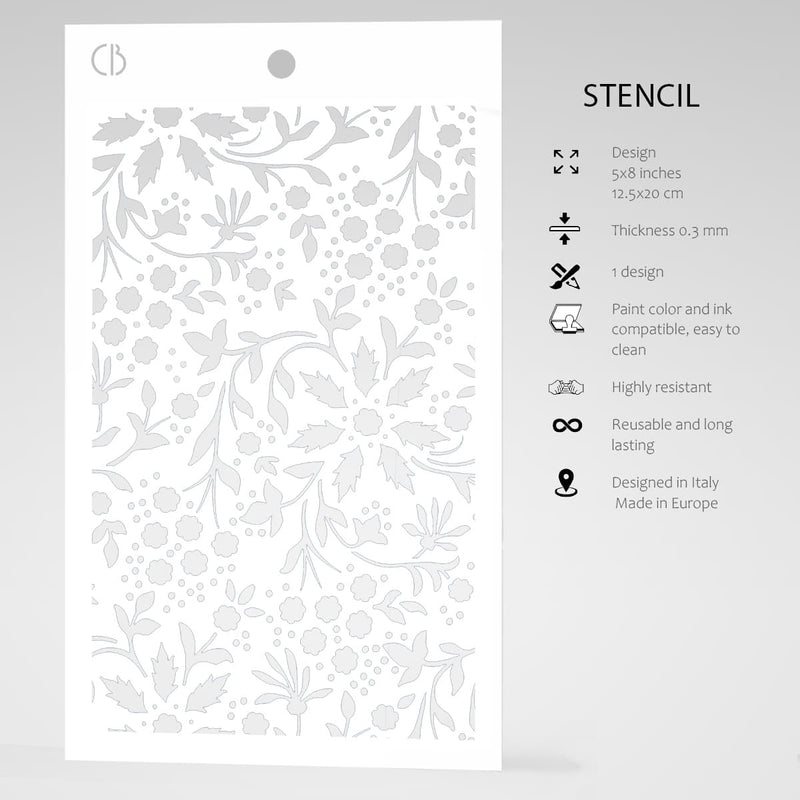 Ciao Bella Texture Stencil 5"x8" Winter Flowers-5