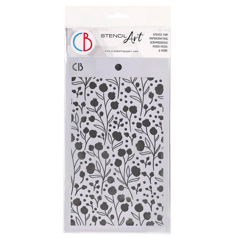 Ciao Bella Texture Stencil 5"x8" Winter Berries-1