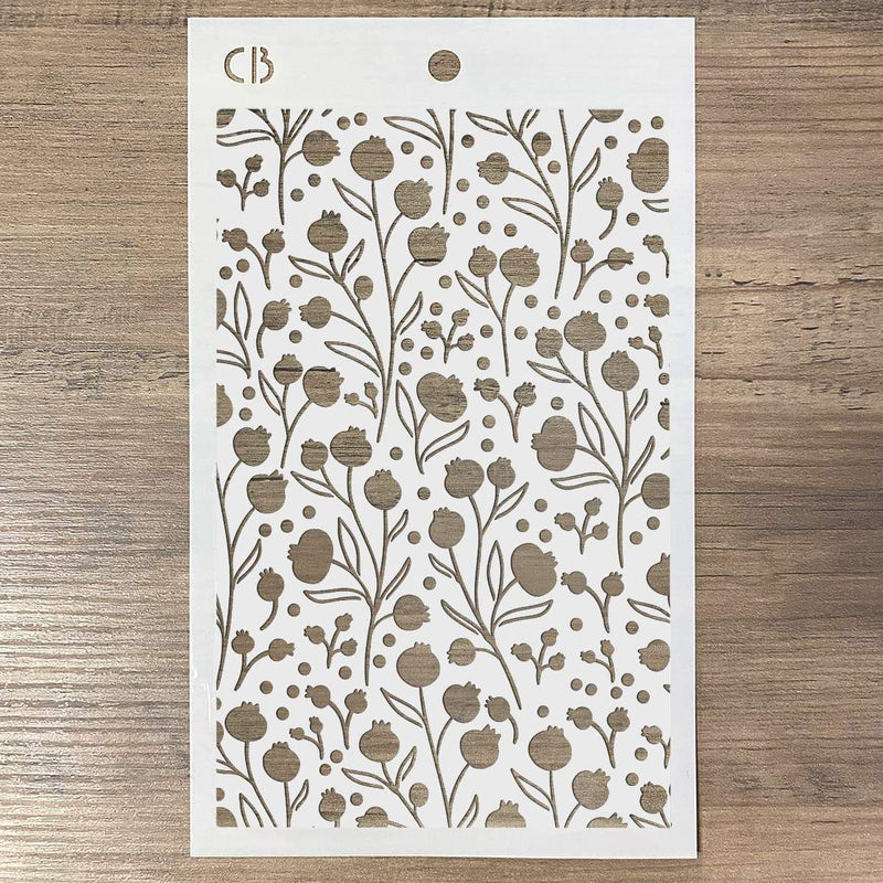 Ciao Bella Texture Stencil 5"x8" Winter Berries-2