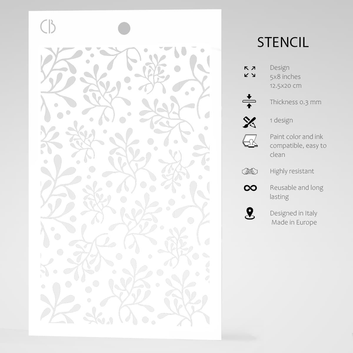 Ciao Bella Texture Stencil 5"x8" Mistletoe-5