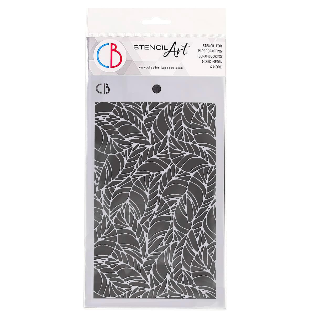 Ciao Bella Texture Stencil 5"x8" Wavy Leaves-1