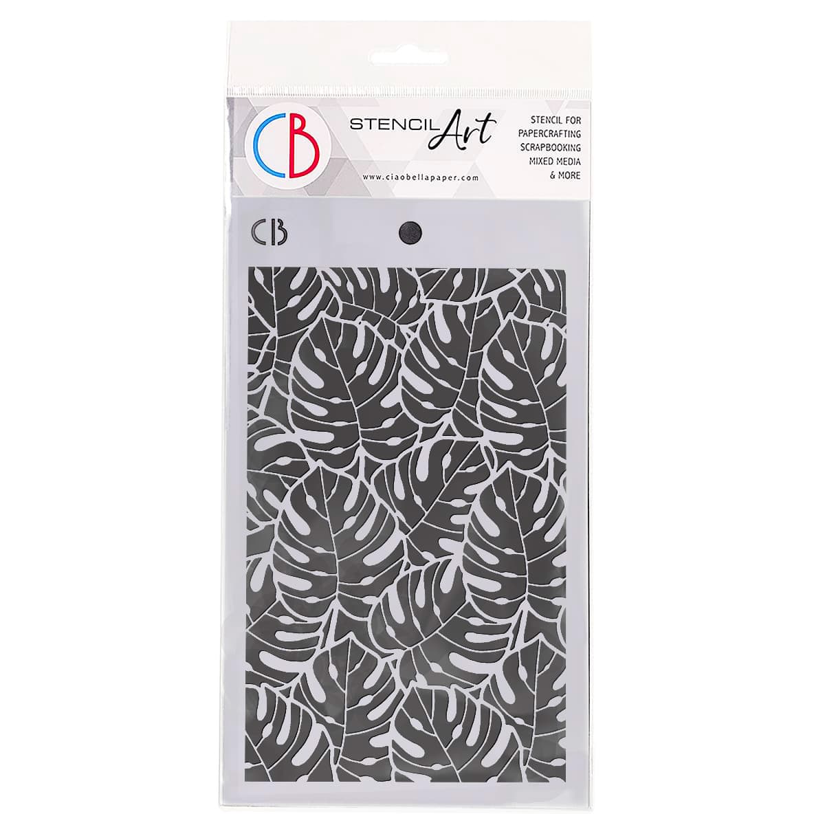 Ciao Bella Texture Stencil 5"x8" Tropical Leaves-1