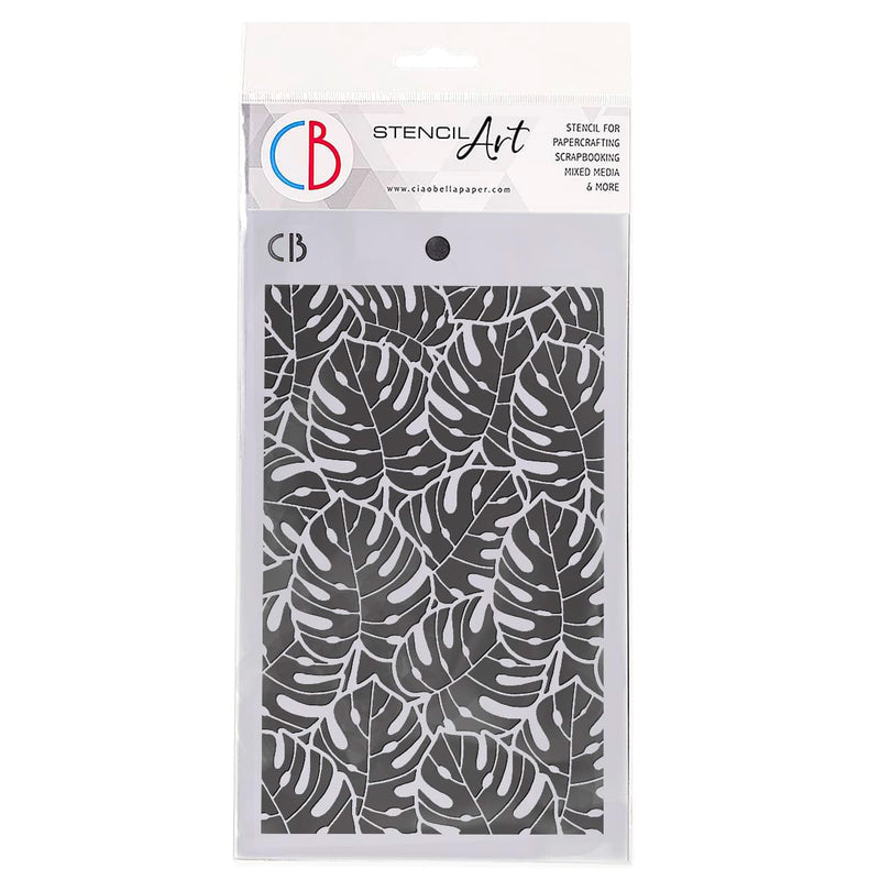 Ciao Bella Texture Stencil 5"x8" Tropical Leaves-1