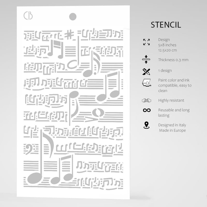 Ciao Bella Texture Stencil 5x8 Musical Score-5