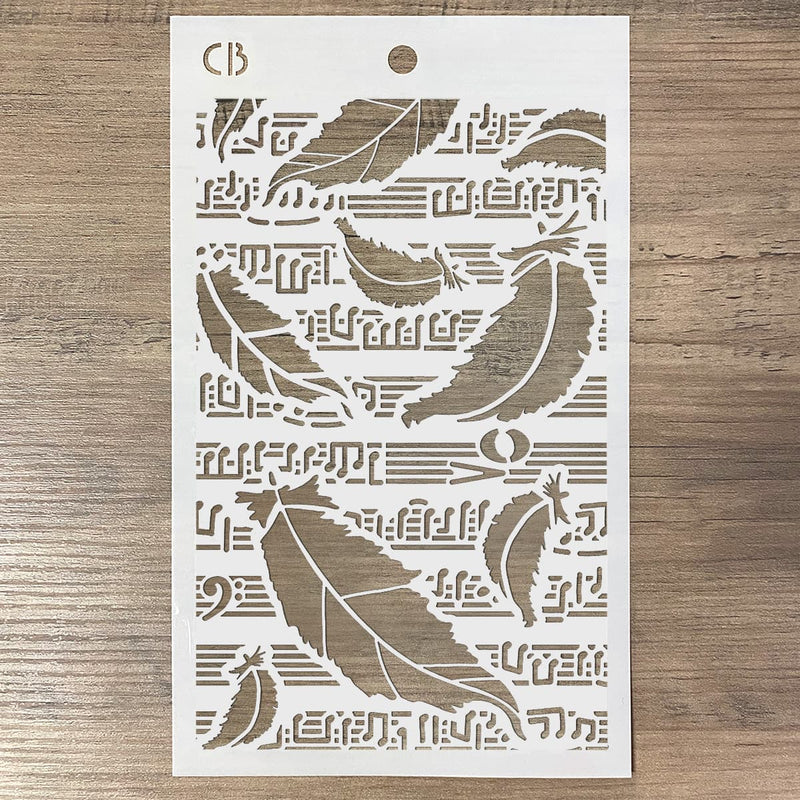 Ciao Bella Texture Stencil 5x8 Swan Feathers-3