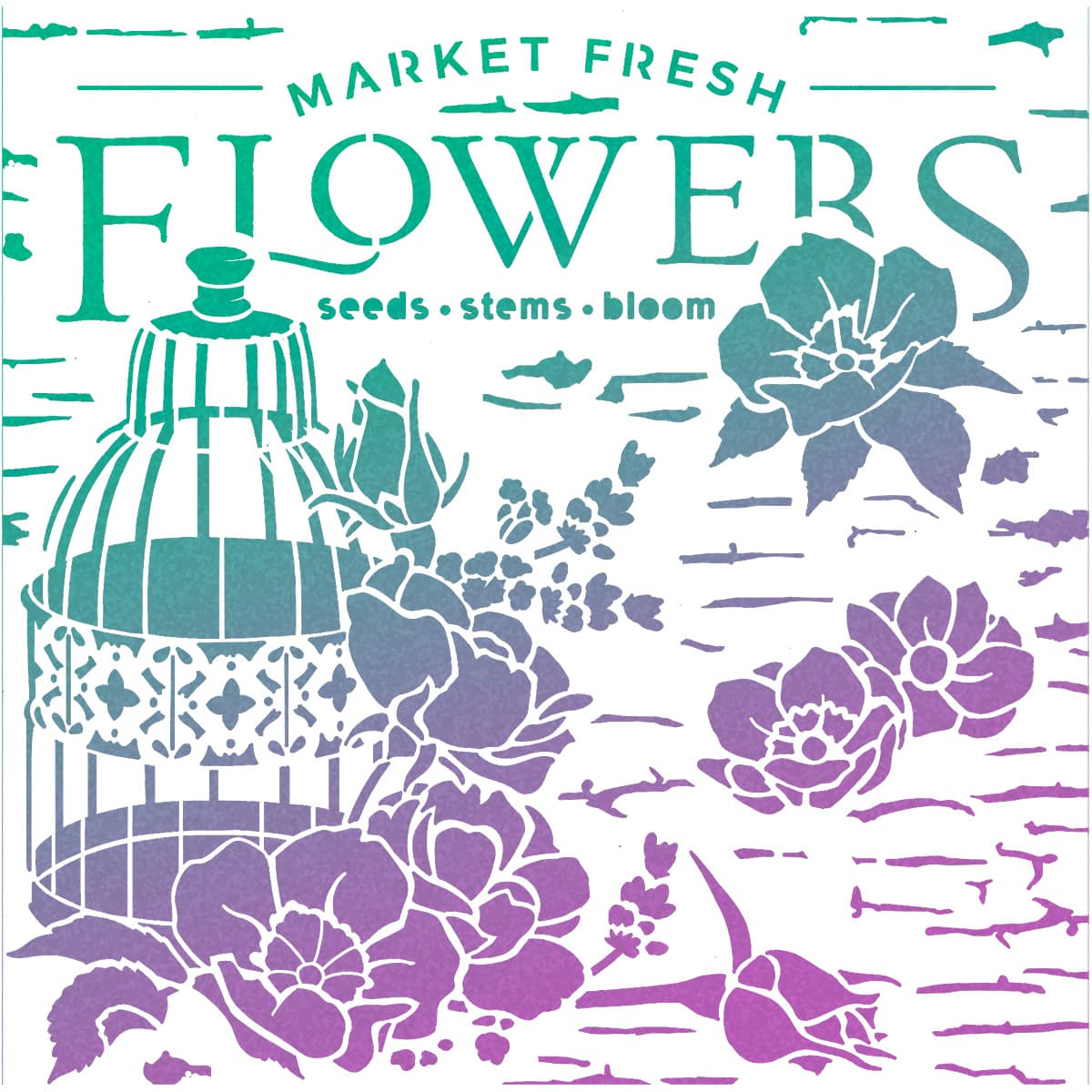 Ciao Bella Texture Stencil 8x8 Market Fresh Flowers-2