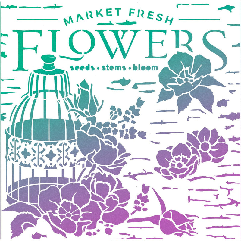 Ciao Bella Texture Stencil 8x8 Market Fresh Flowers-2