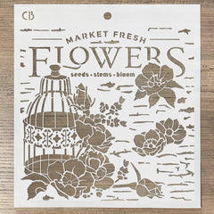 Ciao Bella Texture Stencil 8x8 Market Fresh Flowers-3