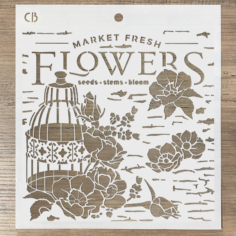 Ciao Bella Texture Stencil 8x8 Market Fresh Flowers-3