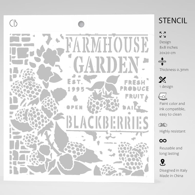 Ciao Bella Texture Stencil 8x8 Farmhouse Garden-5