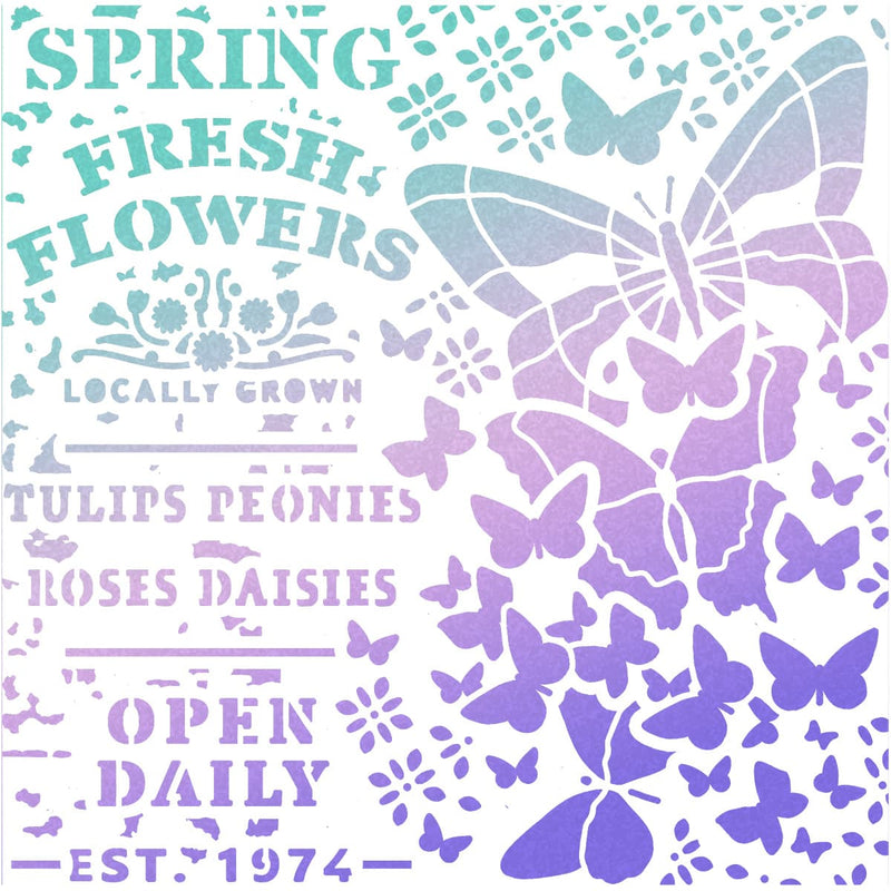 Ciao Bella Texture Stencil 8x8 Spring Fresh Flowers-2