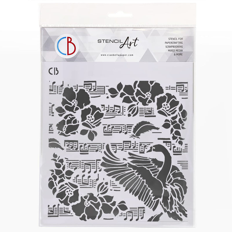 Ciao Bella Texture Stencil 8x8 Black Swan-1