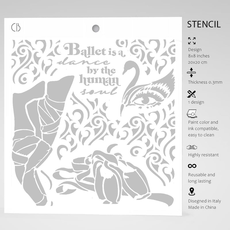 Ciao Bella Texture Stencil 8x8 Dance By The Human Soul-5