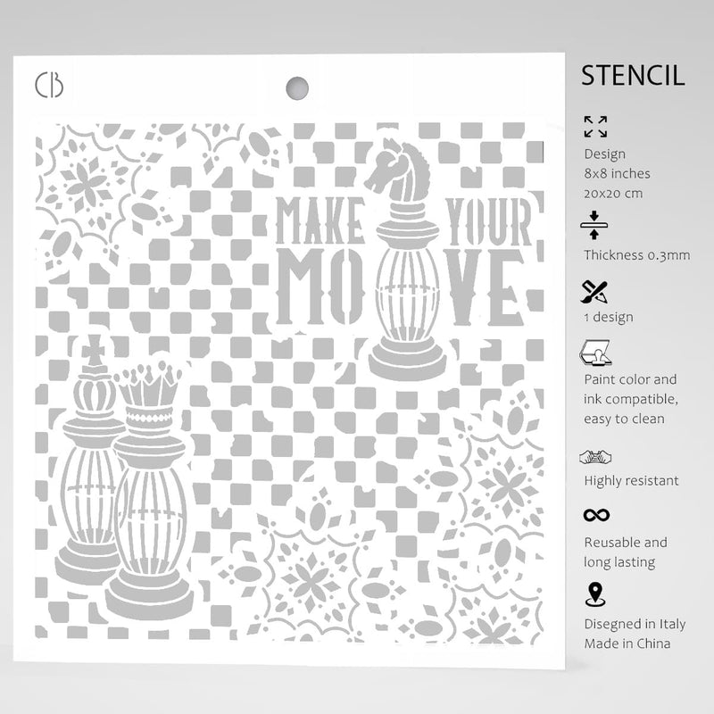 Ciao Bella Texture Stencil 8x8 Make Your Move-5
