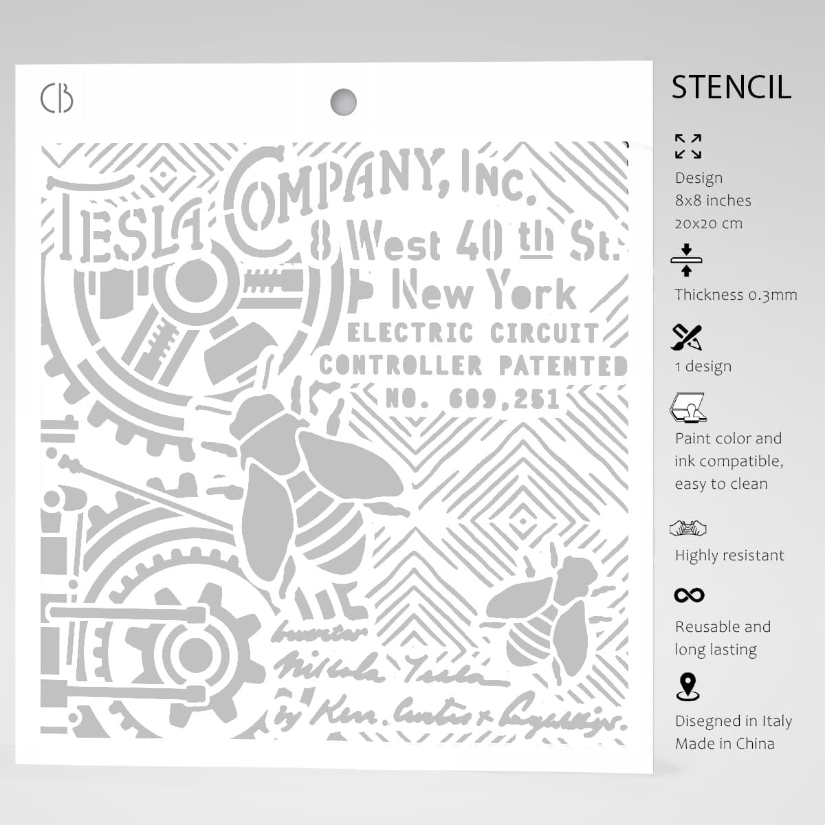 Ciao Bella Texture Stencil 8x8 Tesla Company Inc.-5