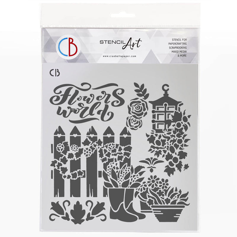 Ciao Bella Texture Stencil 8"x8"  Backyard-1