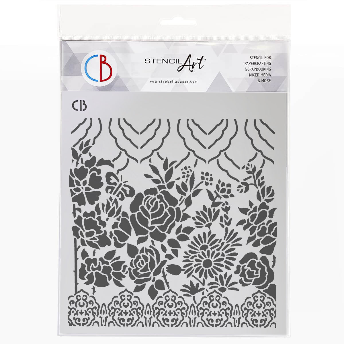 Ciao Bella Texture Stencil 8"x8" Enchanted Garden-1