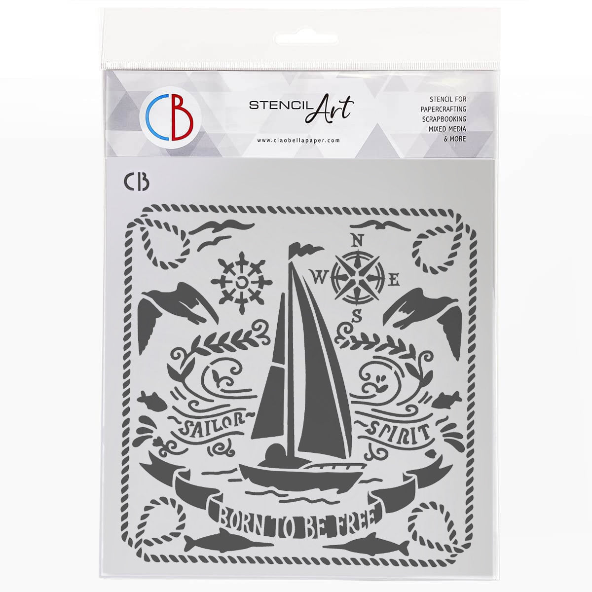 Ciao Bella Texture Stencil 8"x8" Sailor Spirit-1
