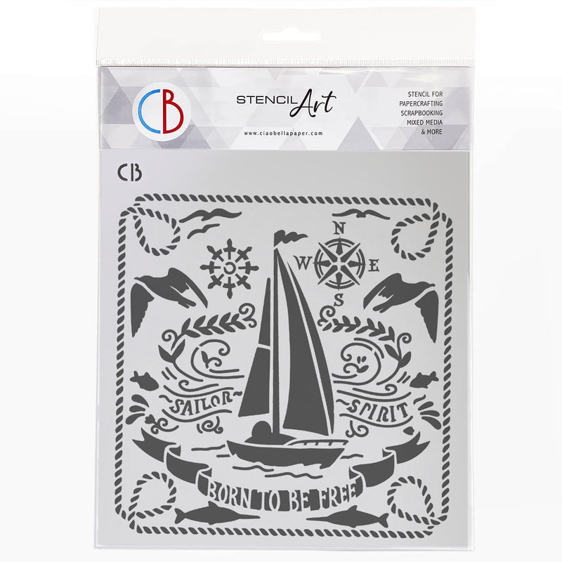 Ciao Bella Texture Stencil 8"x8" Sailor Spirit-1