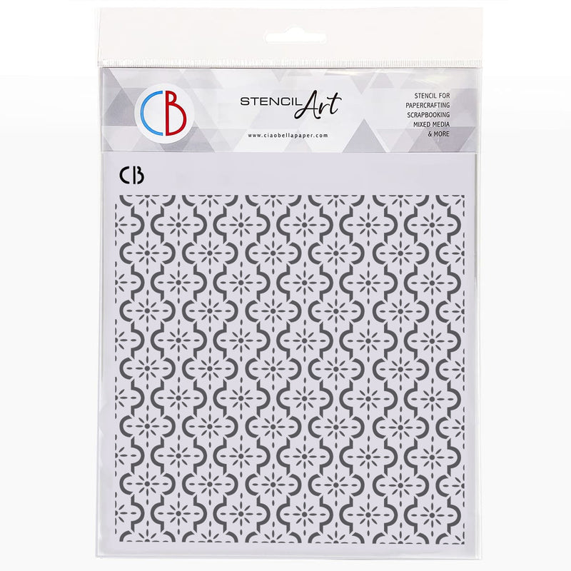 Ciao Bella Texture Stencil 8"x8" Iberian Tiles-1