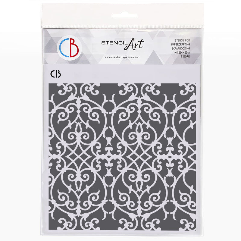 Ciao Bella Texture Stencil 8"x8" Royal Flourish-1