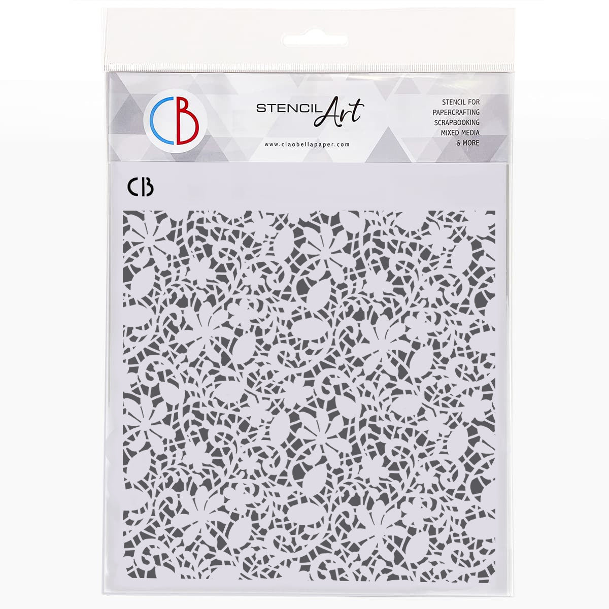 Ciao Bella Texture Stencil 8"x8" Floral Lace-1