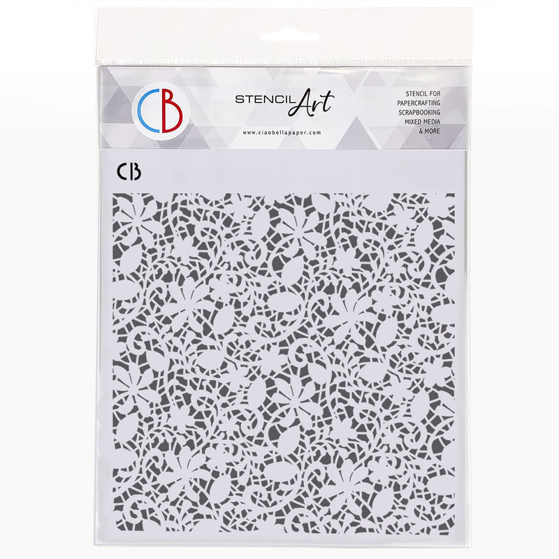 Ciao Bella Texture Stencil 8"x8" Floral Lace-1