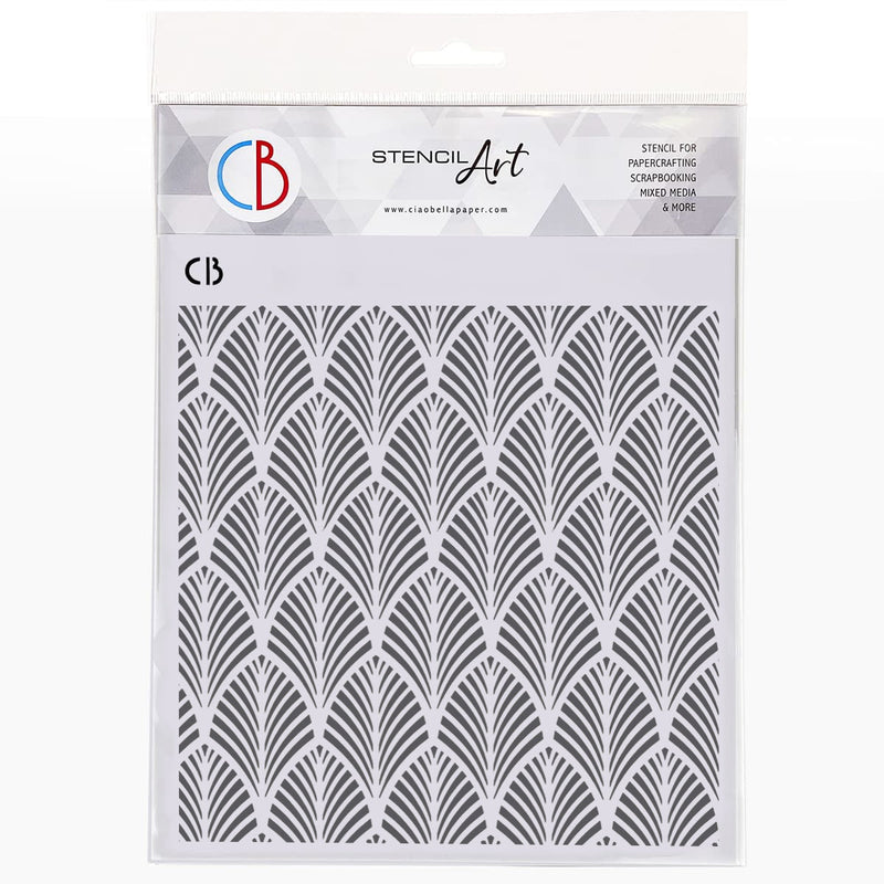 Ciao Bella Texture Stencil 8"x8" Gold Leaves-1