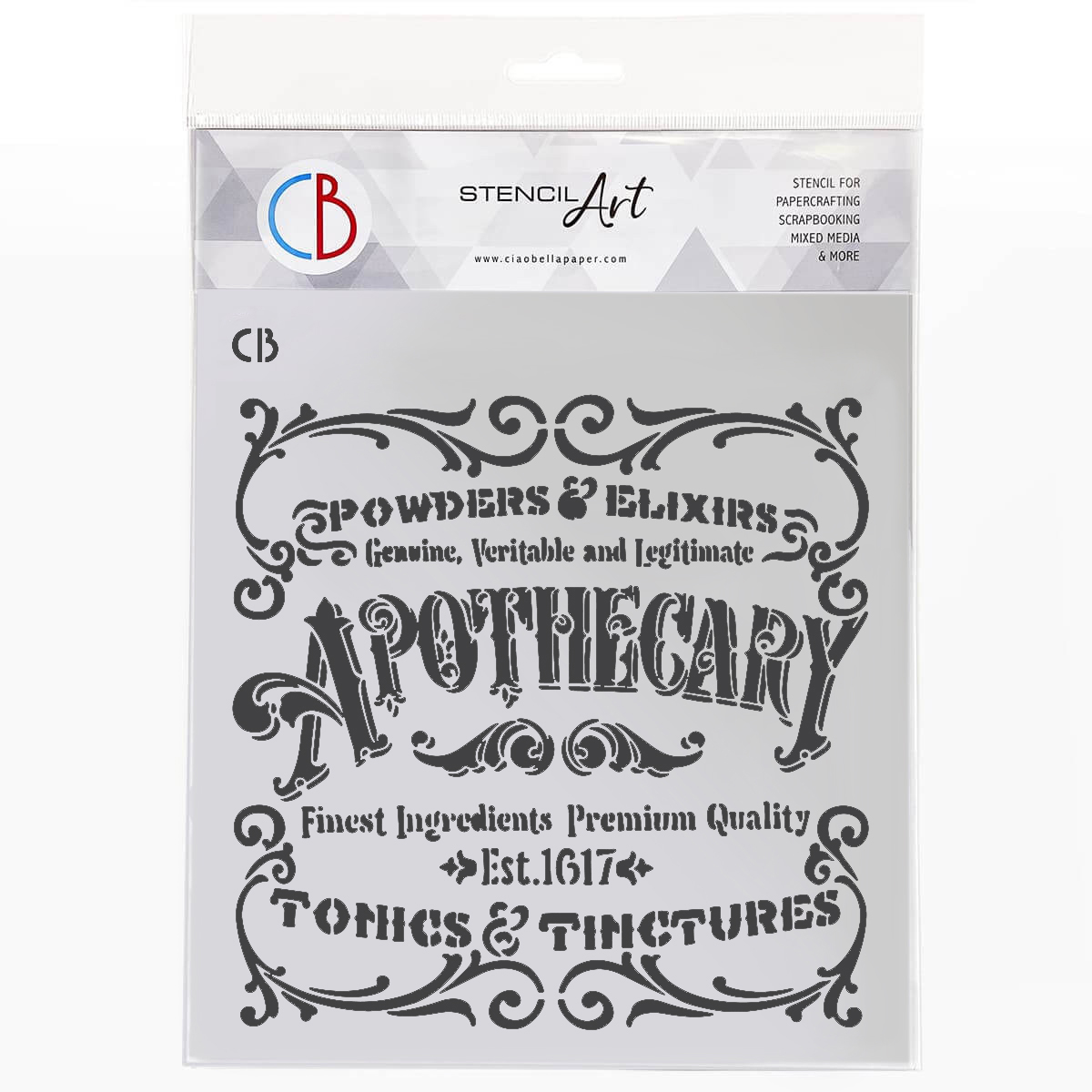 Texture Stencil 8"x8" Apothecary Old Sign-1