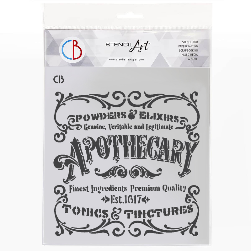 Texture Stencil 8"x8" Apothecary Old Sign-1