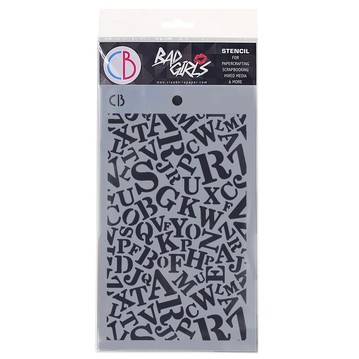 Ciao Bella Texture Stencil 5"x8" Newspaper Font-1
