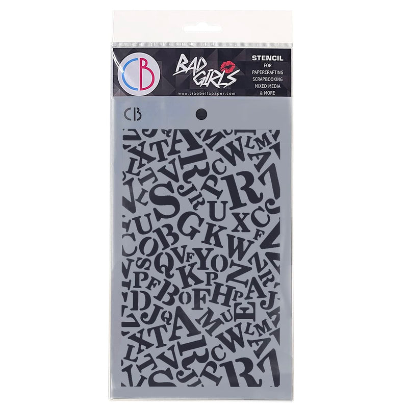 Ciao Bella Texture Stencil 5"x8" Newspaper Font-1