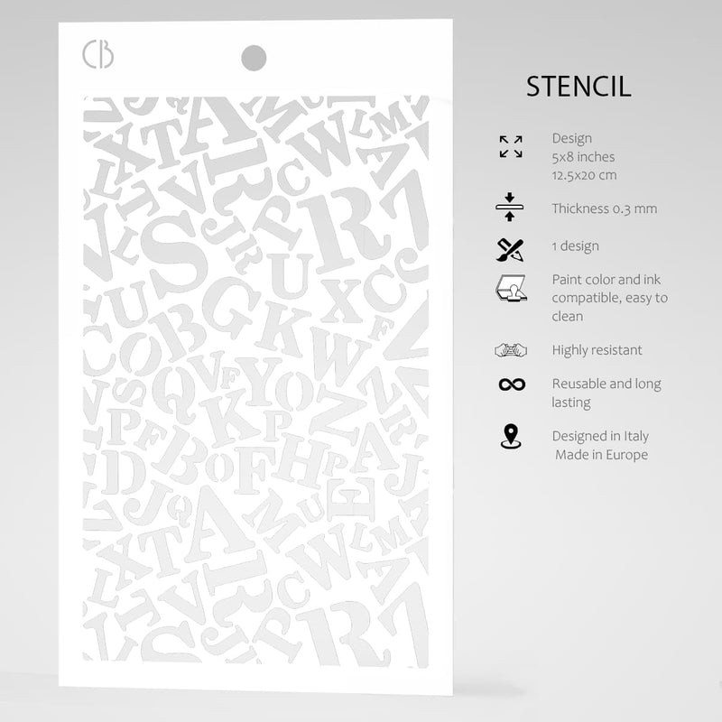 Ciao Bella Texture Stencil 5"x8" Newspaper Font-5