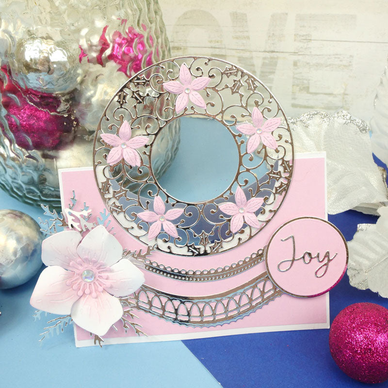Moonstone Dies - Ornate Poinsettia Wreath-4