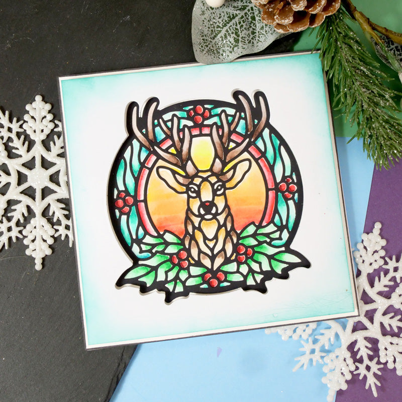 Moonstone Dies - Stained Glass Festive Reindeer-3