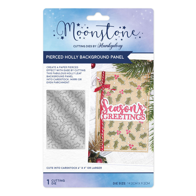 Moonstone Dies - Pierced Holly Background Panel-1