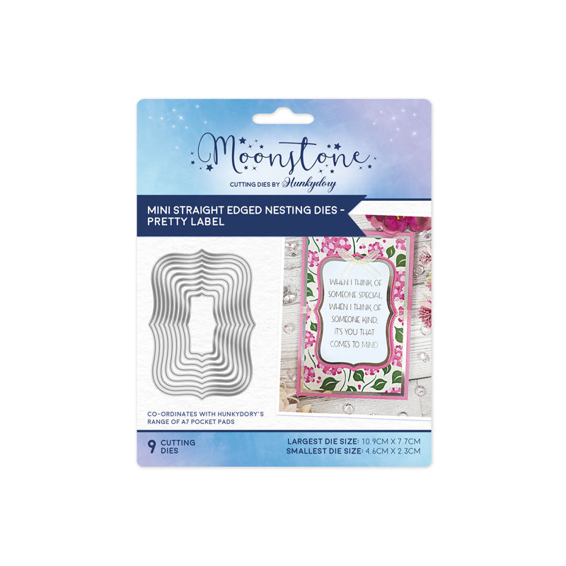 Moonstone Dies - Mini Straight Edged Nesting Dies - Pretty Label-1
