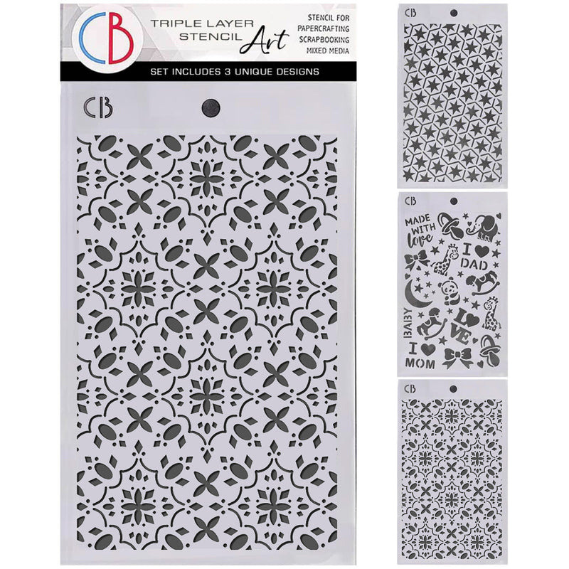 Toy Shop Stencil Mix 5"X8"– Triple Layer Set (3 Unique Designs)-1