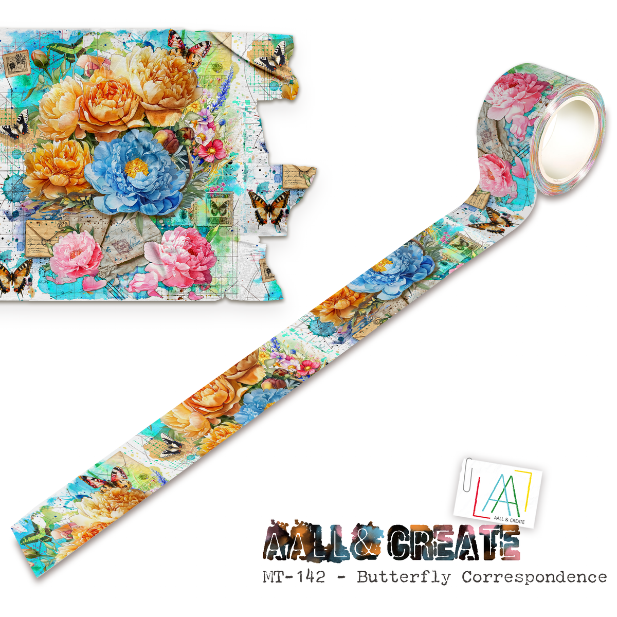AALL and Create - Washi Tape 25mm x 10m - Butterfly Correspondence (Layer-It-Up!)-1