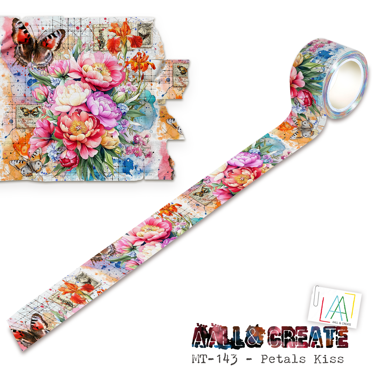 AALL and Create - Washi Tape 25mm x 10m - Petals Kiss (Layer-It-Up!)-1
