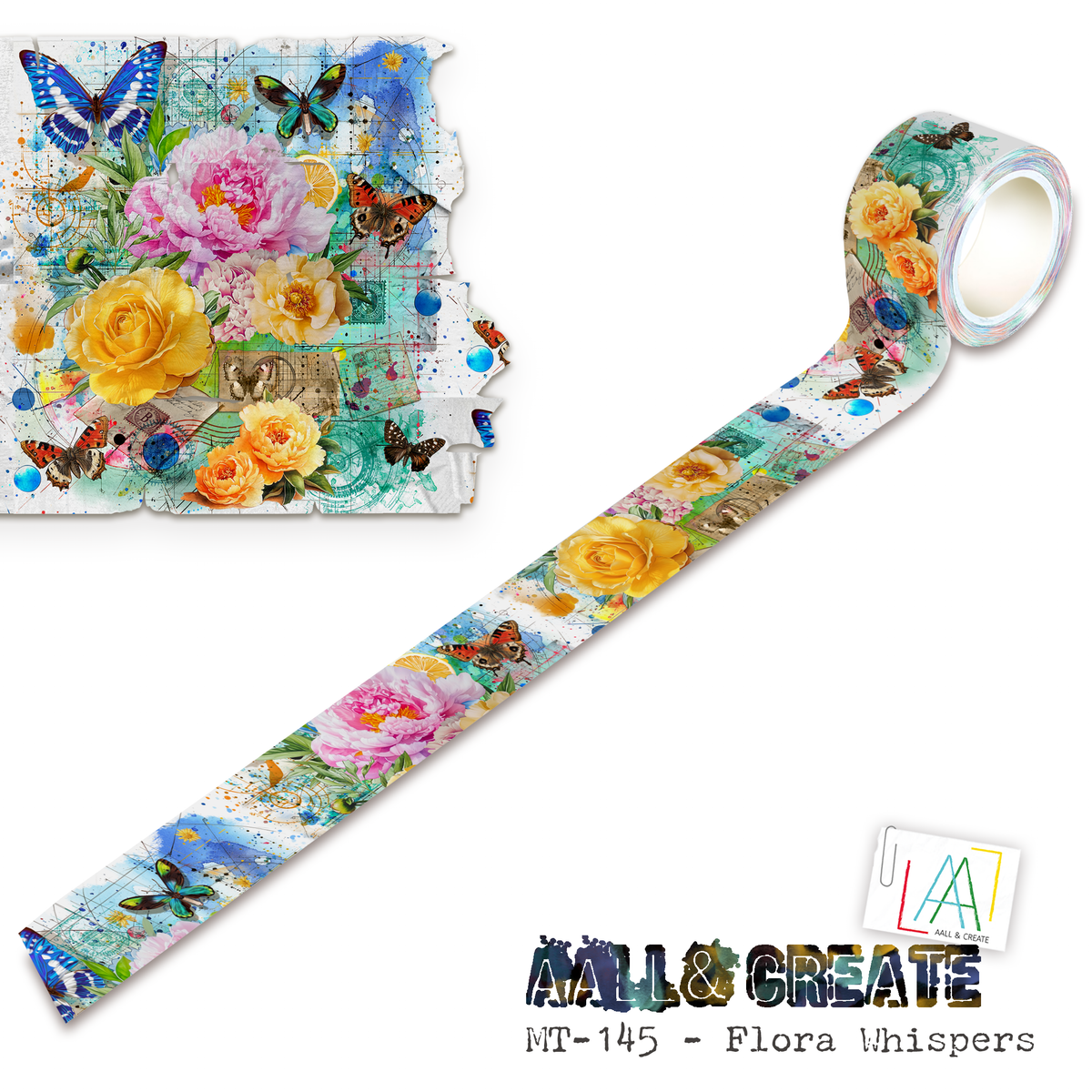 AALL and Create - Washi Tape 25mm x 10m - Flora Whispers (Layer-It-Up!)-1