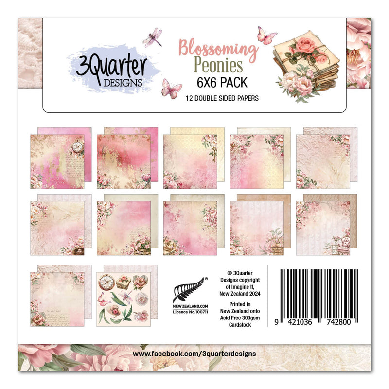 3Quarter Designs Blossoming Peonies 6x6 Paper Pack-1