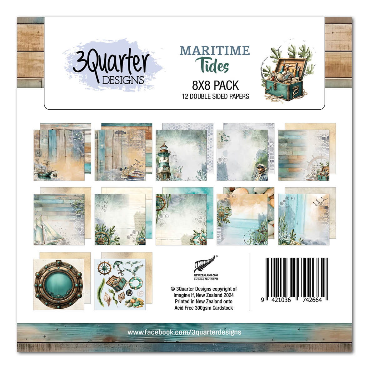 3Quarter Designs Maritime Tides 8x8 Paper Pack-1