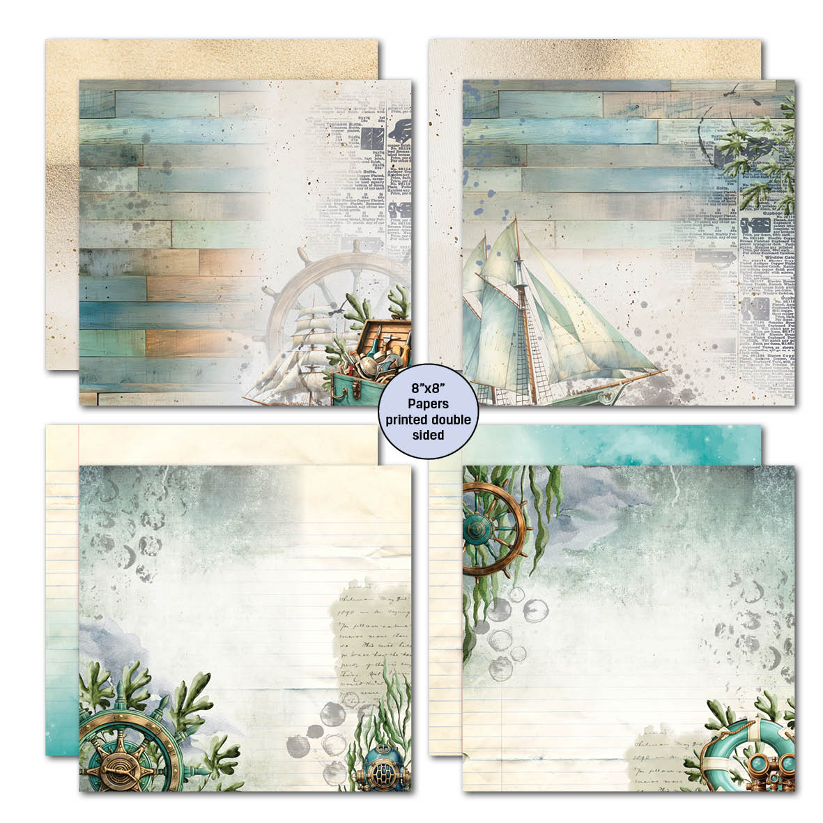 3Quarter Designs Maritime Tides 8x8 Paper Pack-3