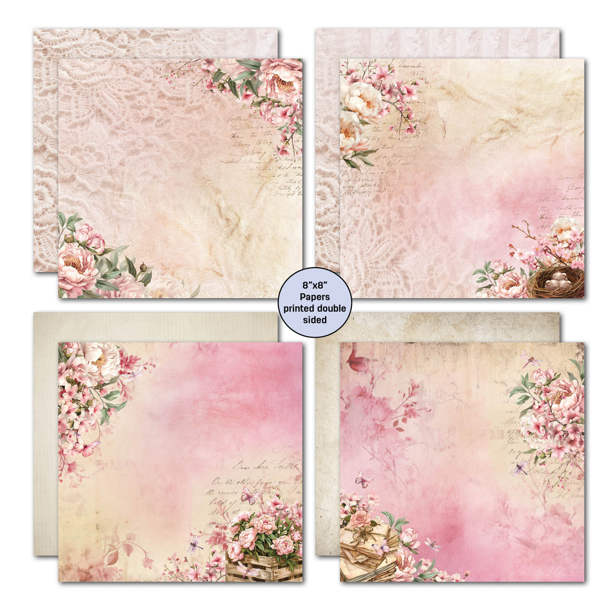 3Quarter Designs Blossoming Peonies 8x8 Paper Pack-3