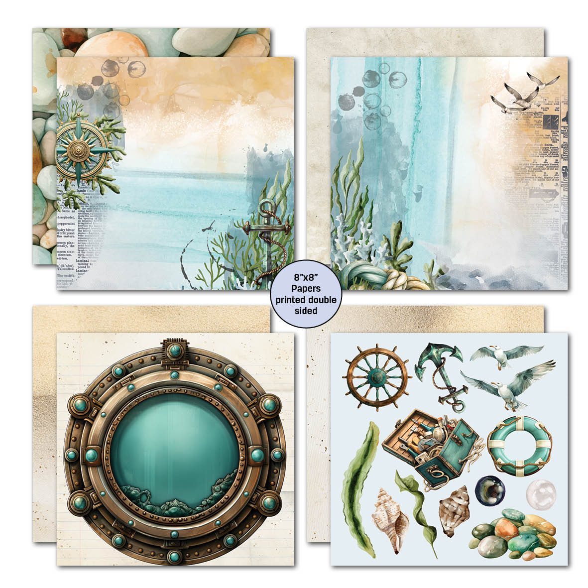 3Quarter Designs Maritime Tides 8x8 Paper Pack-4