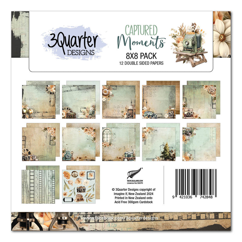 3Quarter Designs Moments capturés Pack de papiers 20x20 cm-1