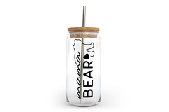 Mama Bear Glass Can with Bamboo Lid-1